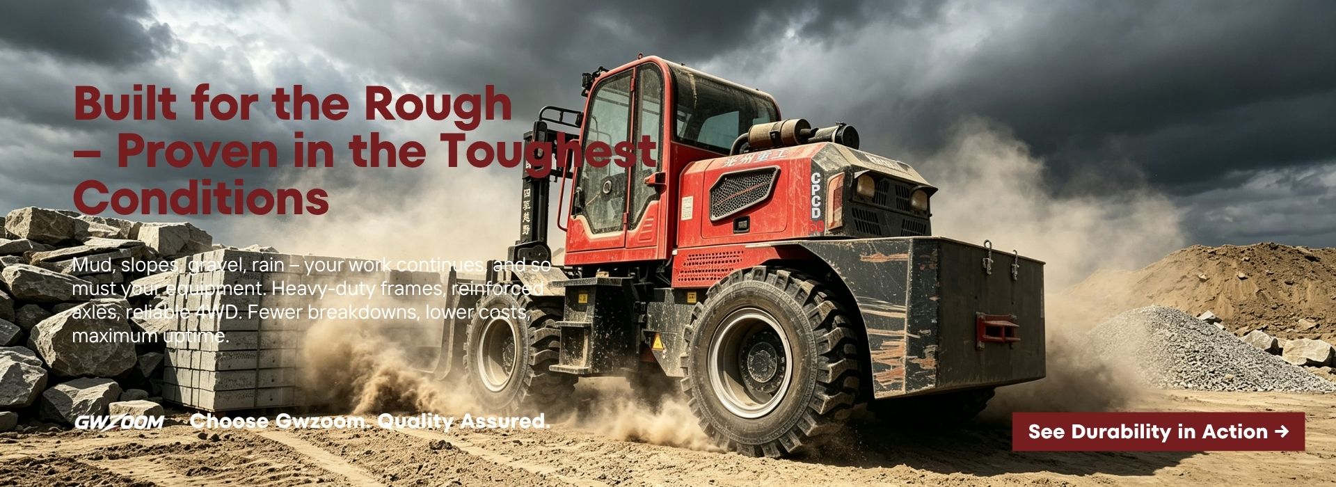 Heavy-Duty 4WD Rough Terrain Forklifts | Gwzoom Durability