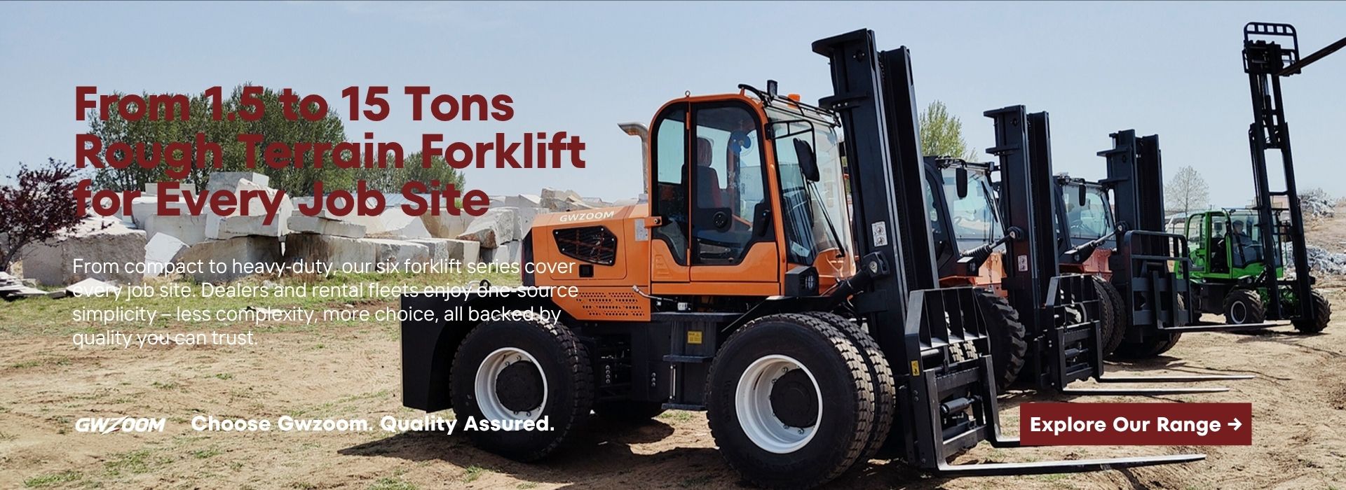 Rough Terrain Forklifts 1.5-15 Tons | Shandong Gwzoom Machinery